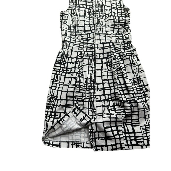 A Byer Black White Abstract Print Dress Sleeveless Fit Flare Size 5 Mod 60s - Picture 8 of 15